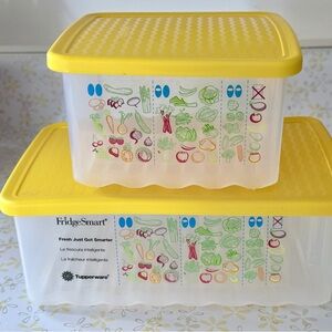 NEW-Two Tupperware FridgeSmart Yellow Food Storage Containers